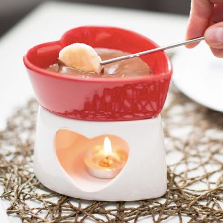Szív alakú csoki fondue szett