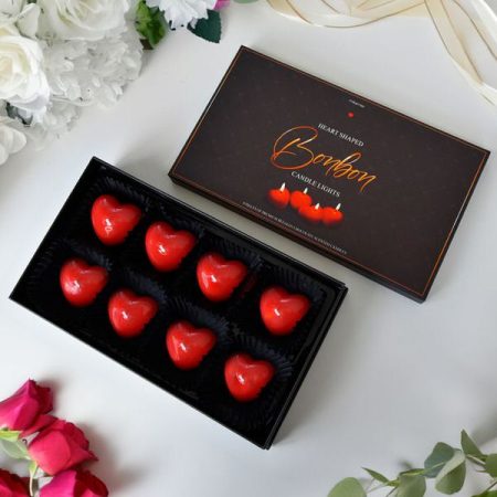 Szív alakú bonbon gyertya (8 darab)