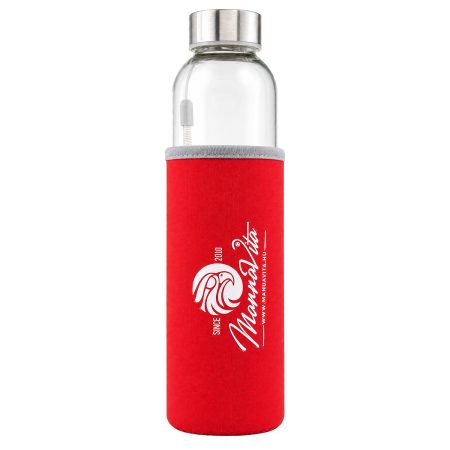 Mannavita Üvegpalack (kulacs) neoprén piros tokban, 500ml