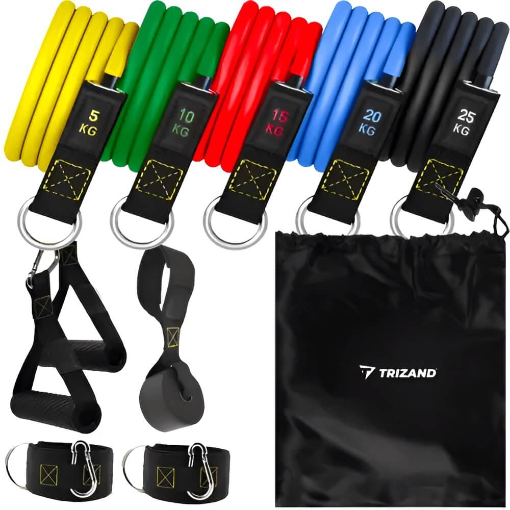 TRIZAND 11 darabos rugalmas fitnesz gumikötél készlet edzéshez