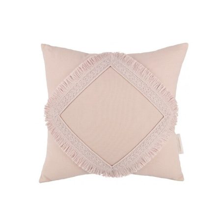 Boho dekoratív párna csipkével - Púderrózsaszín