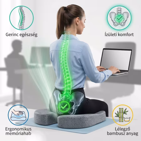 Ergonomikus ülőpárna memóriahabbal és bambuszszálakkal - komfortosabb ülés