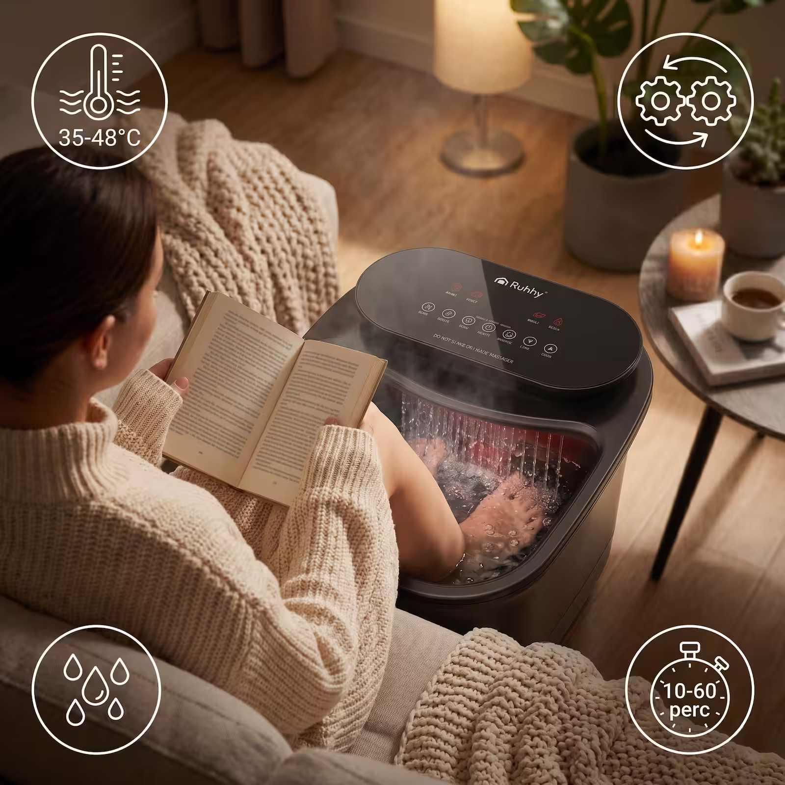 Ruhhy lábpezsgőfürdő és talpmasszírozó - exkluzív otthoni wellness - infravörös fűtés