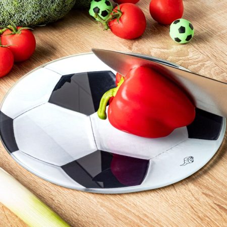 Üveg vágódeszka futball-labda mintával