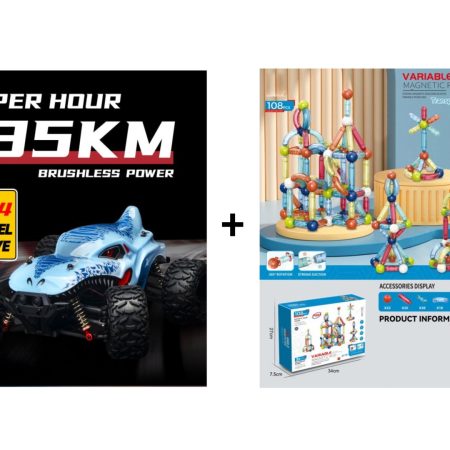 Akciós készlet RC Monster Truck 1:16 Max 35 km/h 4x4 + Mágneses készlet Változó 108 darab