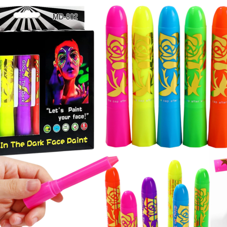 Szett arcfestéshez neon fluoreszkáló markerek és zsírkréták 6 db
