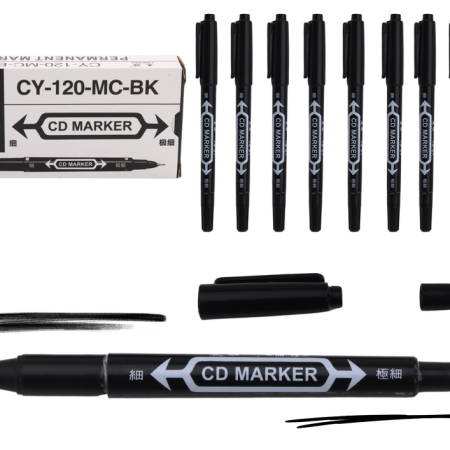 Kétoldalas vízálló marker készlet CD-n fekete 10 db