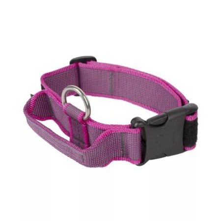 Julius k9 nyakörv fogantyúval és cserélhető felirattal 40mm/38-53 Pink-Szürke