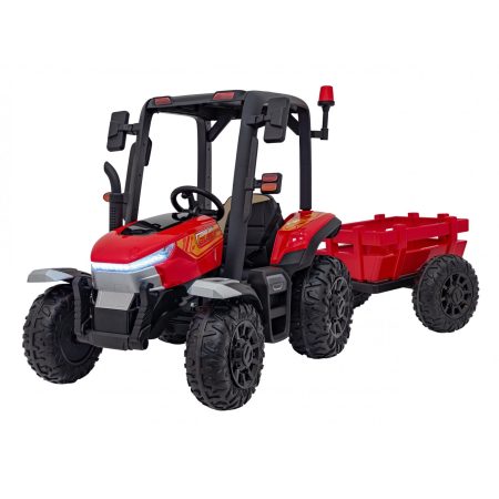Gyermek elektromos traktor BLAST pótkocsival 2x200W piros