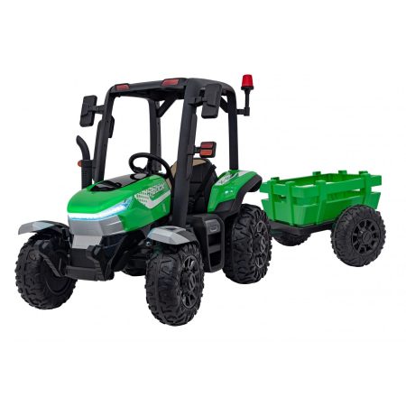Gyermek elektromos traktor BLAST pótkocsival 2x200W zöld