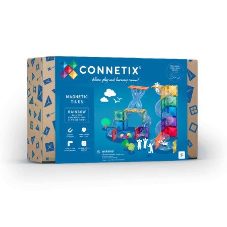 Connetix csempe - Mágneses építőkészlet szivárványos labdapálya 66 db