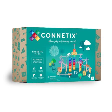 Connetix csempe - Mágneses Építőkészlet Szivárványos labdapálya 92 db