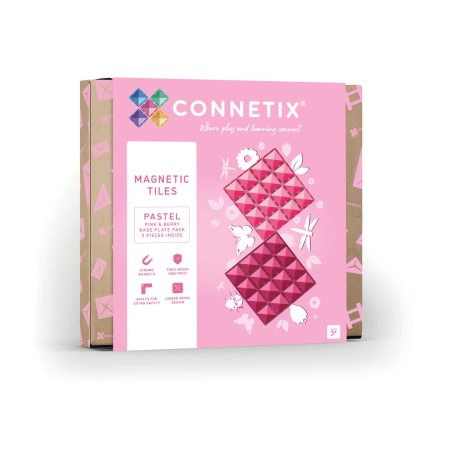 Connetix csempe - Mágneses alapok Pasztell Pink & Berry 2 db