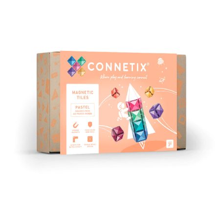 Connetix csempe - Mágneses építőkészlet pasztell négyzetek 40 db