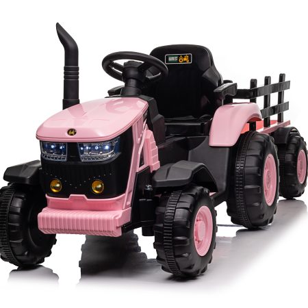 Gyerek elektromos traktor utánfutóval 12V 7Ah rózsaszín