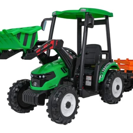 Gyerek elektromos traktor MEGA D68 24V utánfutóval zöld