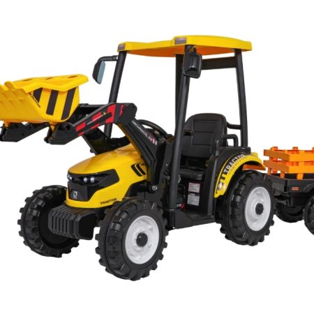 Gyerek elektromos traktor MEGA D68 24V utánfutóval sárga