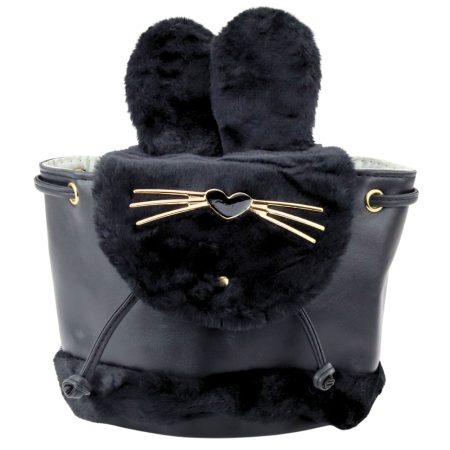 Gyerek hátizsák plüss fülekkel 22cm 4L fekete