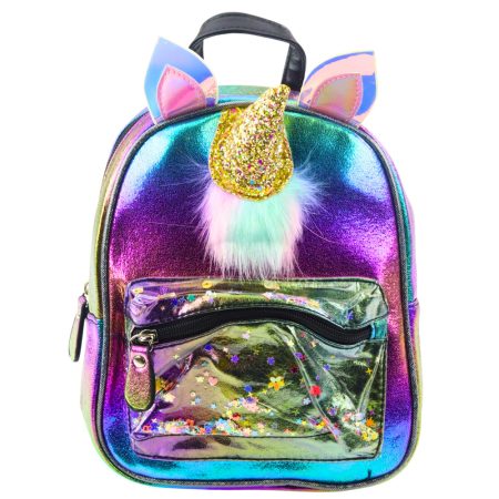 Gyerek hátizsák mozgó konfettivel Unikornis 25cm 4.5L szivárvány