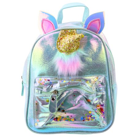 Gyerek hátizsák mozgó konfettivel Unicorn 25cm 4.5L kék