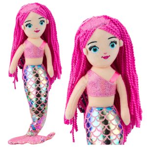 Plüss sellő holografikus farokkal 48cm rózsaszín
