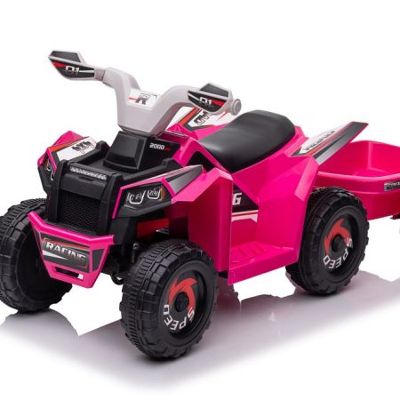 Gyerek elektromos quad utánfutóval + megafon 6V7Ah rózsaszín