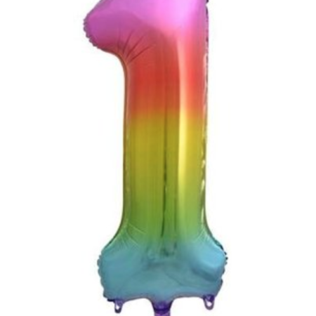 Fólia lufi 1-es szám szivárványos 85 cm