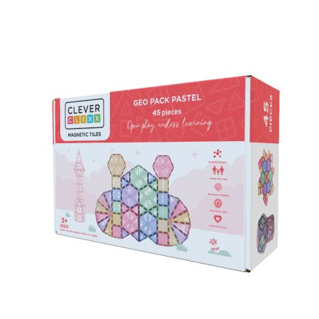 Cleverclixx Pasztell Mágneses építőkészlet Geo Pack 45 db