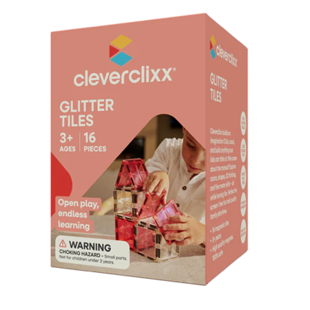 Cleverclixx Tiles Mágneses építőkészlet csillogó elemekkel 16 db
