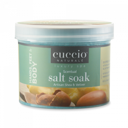 Cuccio Tengeri Sófürdő Shea Vajjal és Khus-Khus-szal - Scentual Salt Soak Artisan Shea & Vetiver (822 g)