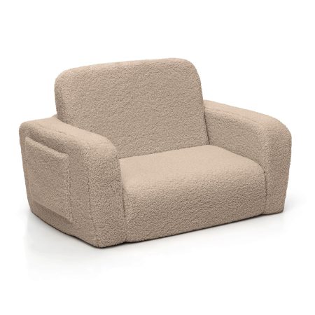 LUMI TEDDY gyermek összecsukható habszivacs fotel Szín: Light Beige