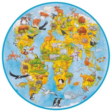 Kerek puzzle világ - állatok