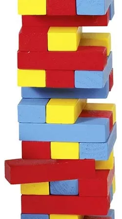 Szórakoztató játék - Imbolygó Jenga torony színes