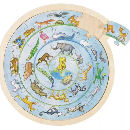 Kerek puzzle táblán - állatok