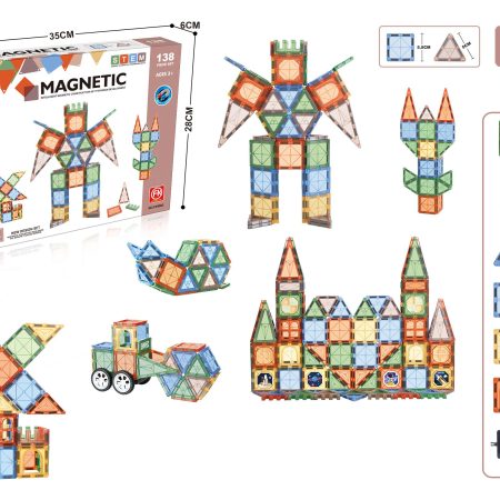 Mágneses építőkocka Magnetic transformer 138 darab