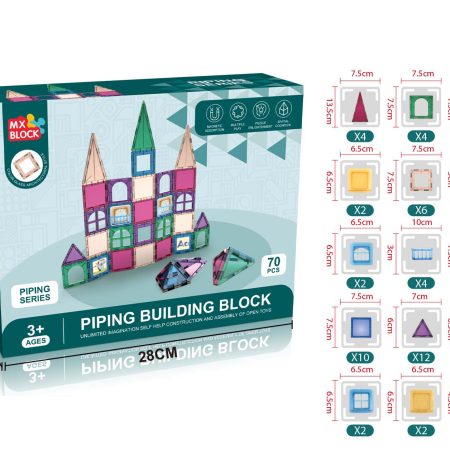 Mágneses építőkocka Piping building blocks 70 darab