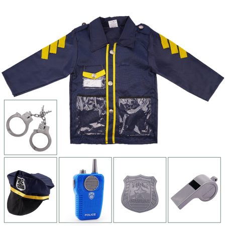 Gyermek rendőr jelmez hosszú ujjúval és walkie-talkie