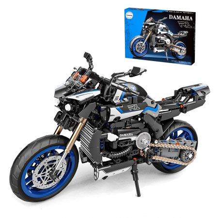 Műszaki építőkészlet motorkerékpár Damaha 1:8 820 darab kék MT1614