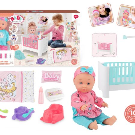 Baba kisággyal és kiegészítőkkel Baby Sweet Love MT1597