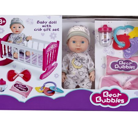 Babydoll stílusú baba bölcsővel és kiegészítőkkel MT1633