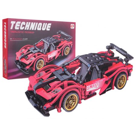 Technikai építőjáték versenyautó 488 darabos 1:18 piros