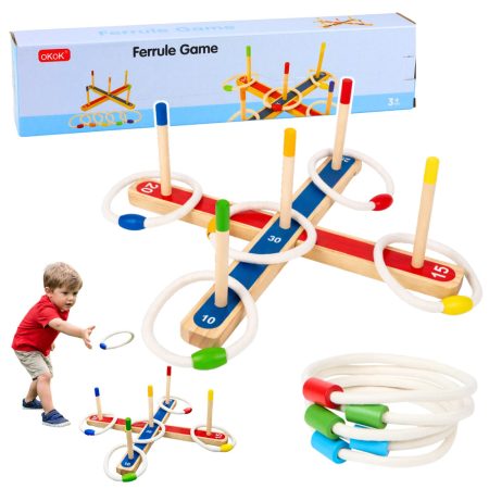 Fából készült karikadobáló játék