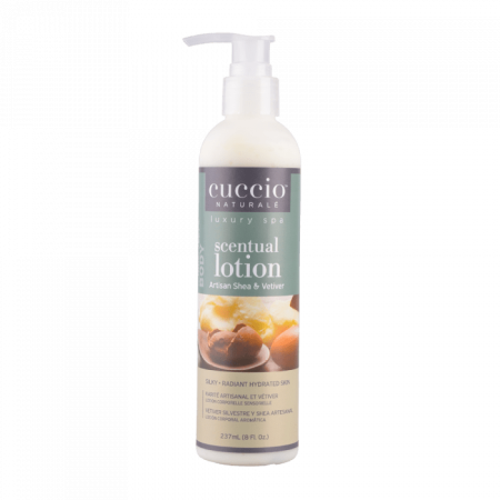 Cuccio Hidratáló Krém Shea Vajjal és Khus-Khus-szal - Scentual Lotion Artisan Shea & Vetiver (237 ml)