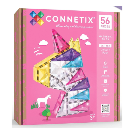 Connetix Tiles - Csillogó egyszarvú mágneses építőkészlet 56 db