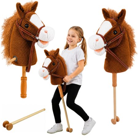 Hobby Horse vesszőparipa hanggal és kerekekkel 100 cm barna