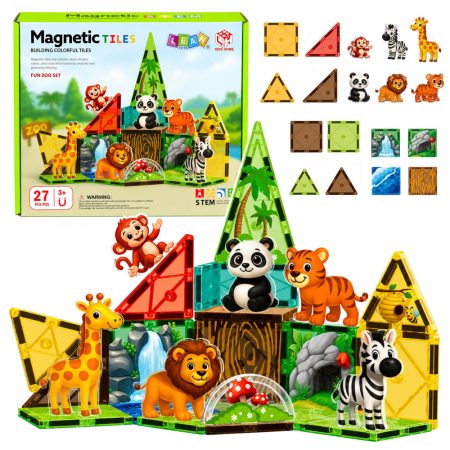 Mágneses építőjáték Zoo 27 darabos