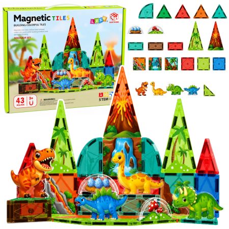 Mágneses építőjáték Dinoszauruszok 43 darabos