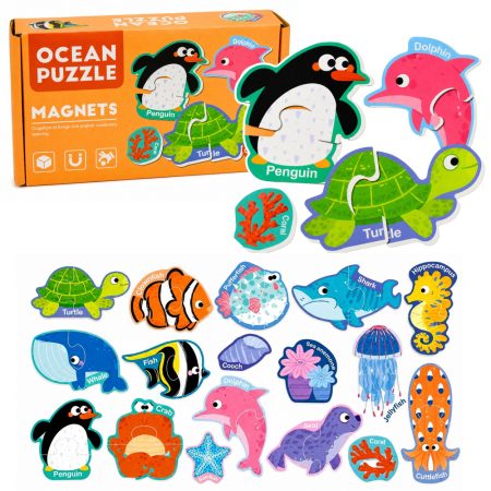 Mágneses puzzle tengeri állatok 30 darabos