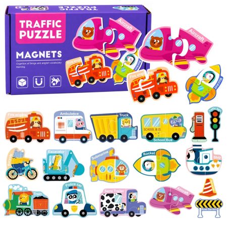 Mágneses puzzle járművek 30 darabos