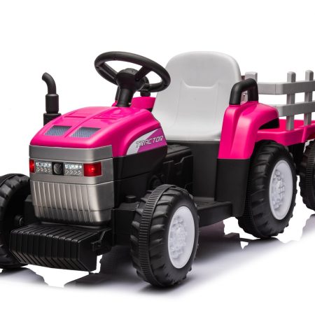 Elektromos gyermek traktor utánfutóval Farm 24V 2x45W rózsaszín
